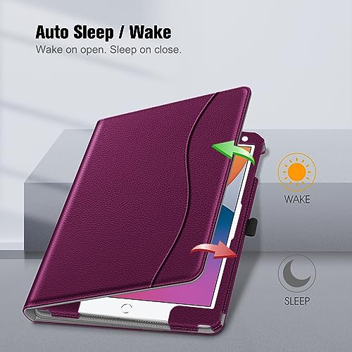 FINTIE Case for iPad 10.2 Inch (Model: EPAK045US) - Purple - Hard Enclosure - Multi-Angle Viewing - Adjustable Stand - Auto Sleep/Wake - Card Slots