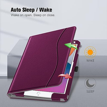 FINTIE Case for iPad 10.2 Inch (Model: EPAK045US) - Purple - Hard Enclosure - Multi-Angle Viewing - Adjustable Stand - Auto Sleep/Wake - Card Slots