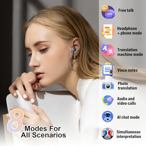VEKJ Earbuds A68 Pro 165 Languages 42H Bluetooth 5.4 Translation Earphones