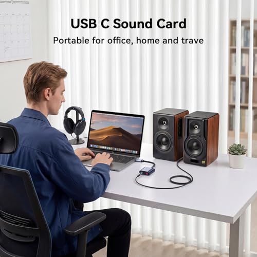 Biaze USB C HW-Y115 Audio Adapter USB C to 3.5mm Headphone Microphone Adapter