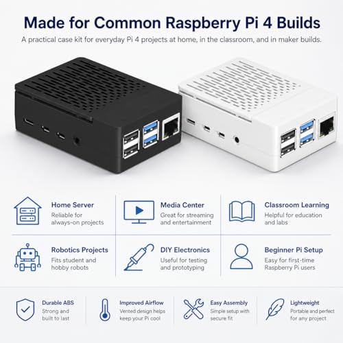 iUniker Raspberry Pi 4 Model IU-RP-045-4B Case, ABS Enclosure with Heatsink and Fan, 40mm Cooling, for Mini ITX Motherboard, Black