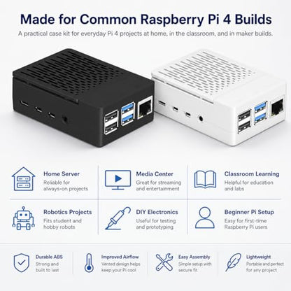 iUniker Raspberry Pi 4 Model IU-RP-045-4B Case, ABS Enclosure with Heatsink and Fan, 40mm Cooling, for Mini ITX Motherboard, Black