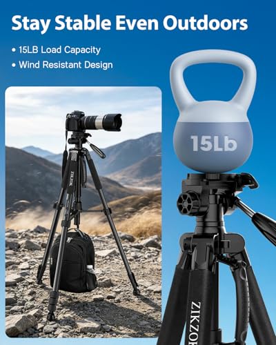 ZIKZOK 75 Inches PT80 Tripod Heavy-Duty Stand for Cameras and Tablets