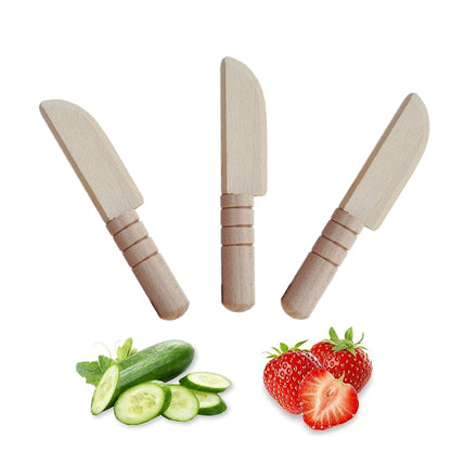 TDGBIH 3 Wooden Children's Knives Child-Safe Kitchen Tools for Food Preparation