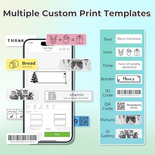Nelko P21 Bluetooth Thermal Label Maker with Built-in Media and 203 DPI