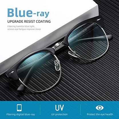 AOMASTE Medium Semi Rimless Blue Light Blocking Glasses Polycarbonate Lens Rectangular Frame