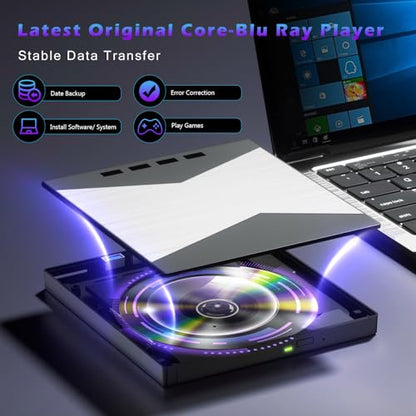 Wbacon 7 in 1 External DVD CD Drive USB 3.0 Type C for Laptop & PC
