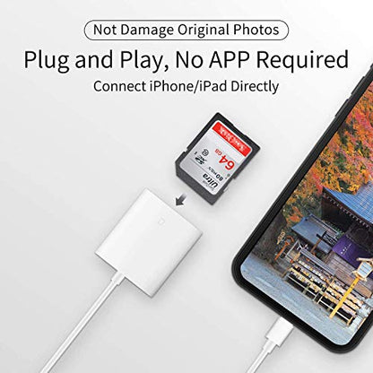 FUHAYA Lightning Adapter to SD Card Reader AKUSFBA-140, 256GB Capacity, iOS Compatible, Plug & Play