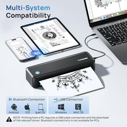 TYPONOS 11" D820 Thermal Monochrome Printer 4 B&W PPM Bluetooth Portable