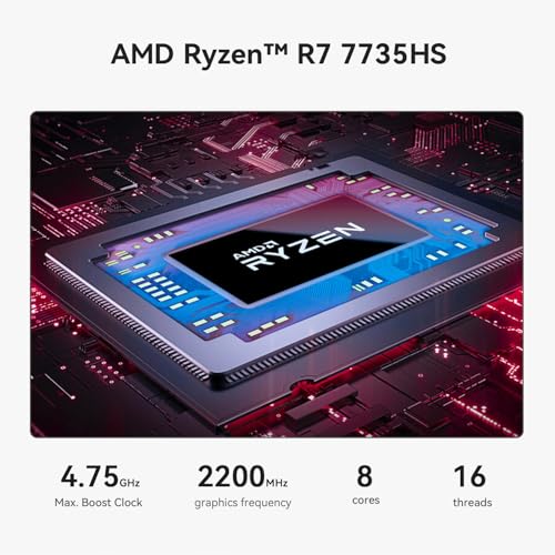 Beelink SER5 MAX Mini PC, AMD Ryzen 7 7735HS, 24GB LPDDR5 RAM, 500GB SSD, 4K Triple Display