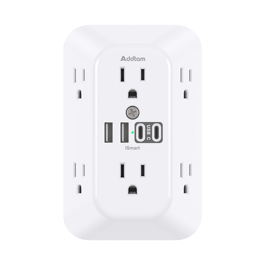 Addtam 10-Outlet Surge Protector AD5110, 125 Volts, 15 Amps, Plastic, ETL Certified