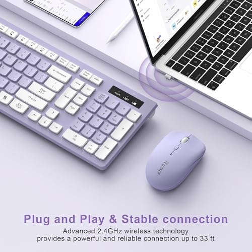 RECCAZR Wireless Keyboard and Mouse Combo, USB, Adjustable DPI, Membrane, Full-Size QWERTY