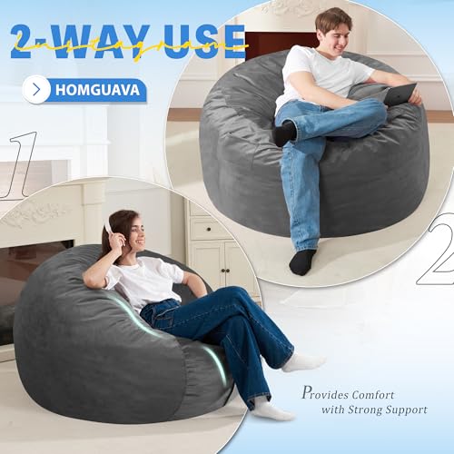 Homguava 3FT Bean Bag Chair Model 08016 Silver Grey