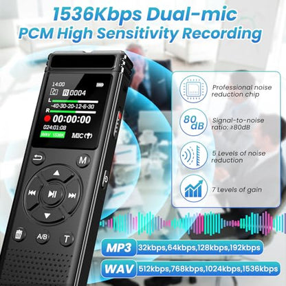 Tonfarb 136GB A20 Digital Voice Recorder with Noise Reduction