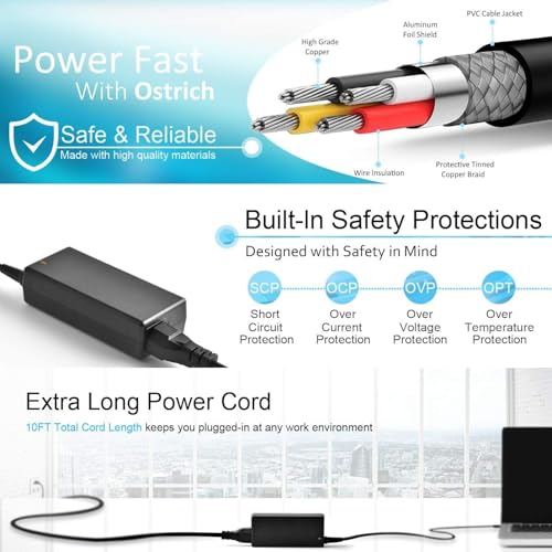 Ostrich 65W LA65NS2-01 Adapter Power Supply 100-240V Round Tip