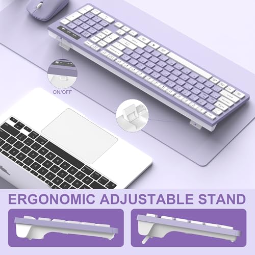 RECCAZR Wireless Keyboard and Mouse Combo, USB, Adjustable DPI, Membrane, Full-Size QWERTY