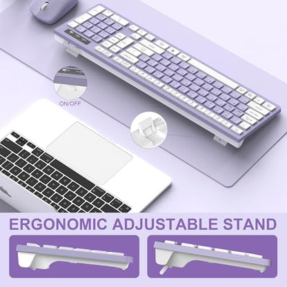 RECCAZR Wireless Keyboard and Mouse Combo, USB, Adjustable DPI, Membrane, Full-Size QWERTY