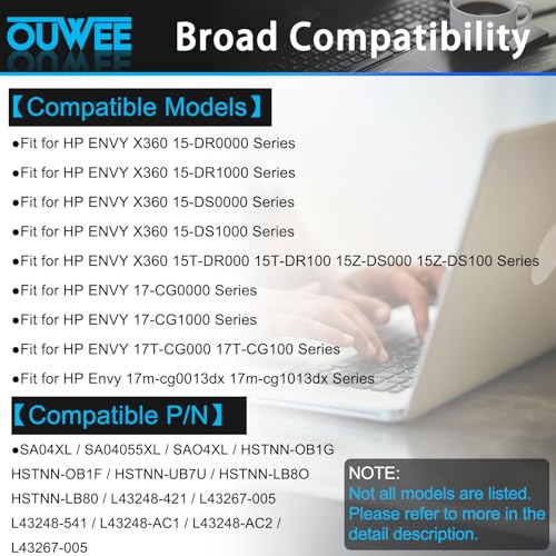 OUWEE 1 Lithium Ion Battery SA04XL 15.12V 3470mAh Black Laptop Battery