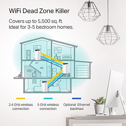 TP-Link Deco S4(3-Pack) Dual-Band 802.11ac Whole Home WiFi System, 1200 Mbps, Ethernet Connectivity, 5500 Sq. Ft. Coverage