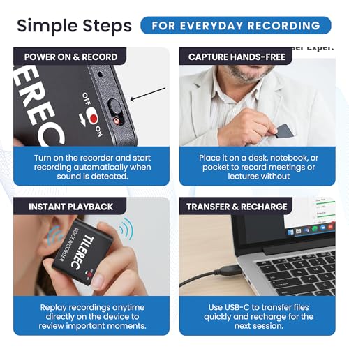 attodigit@l 1.6 Inch TileRec Audio Recorder Digital 64 GB MP3 USB 3.1