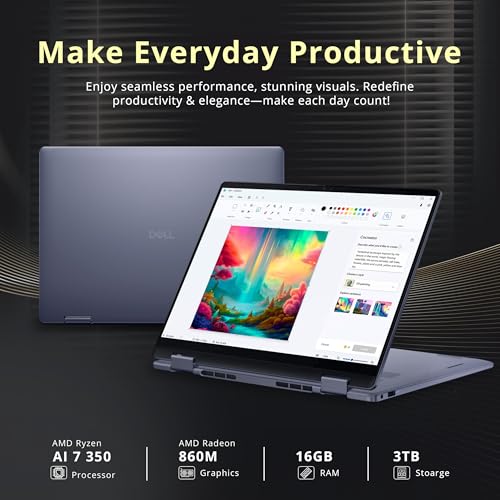 Dell 14 inch 2K Convertible Laptop AMD Ryzen AI 7 350 16GB DDR5 SDRAM 2TB SSD