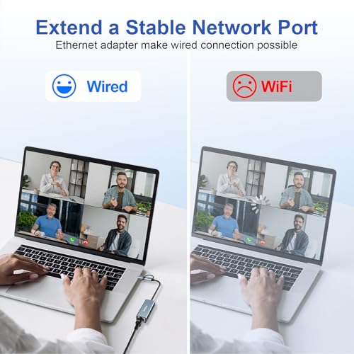 Denlane USB 3.0 to USB Type-C Ethernet Adapter 1000Mbps Dual Port
