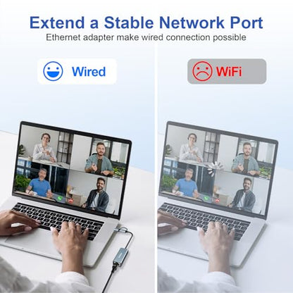 Denlane USB 3.0 to USB Type-C Ethernet Adapter 1000Mbps Dual Port