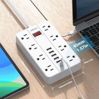 SMNICE 8 Outlets 6 USB Ports 125 Volts Power Strip Model 1 Type B