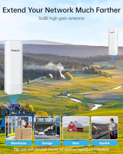 UeeVii 5.8GHz CPE453 Single-Band 100Mbps Point-to-Point Wireless Bridge for Outdoor Networking