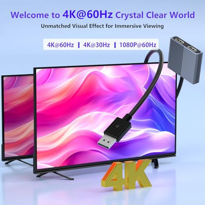 Aibilangose Dual HDMI Adapter AIB-DP-HDMI01 4K@60Hz DisplayPort MST Hub