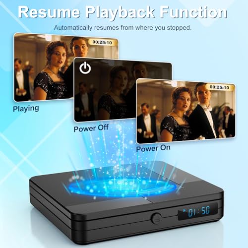 Homlab Mini DVD Player 1080P - HDMI, USB 2.0, Anti-Shock, Multi-Format Playback