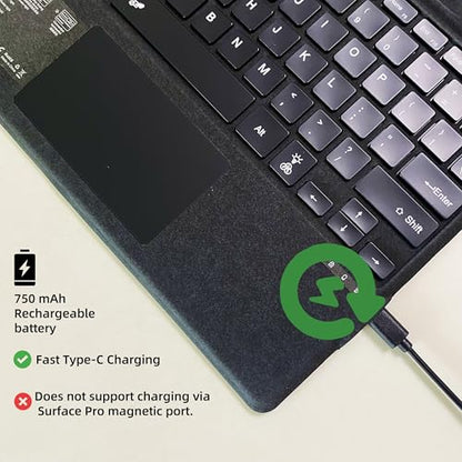 Zoof Surface Pro 11/10/9/8/X Detachable Keyboard; Bluetooth; Ambidextrous; QWERTY Layout; Lightweight; Rechargeable; Black