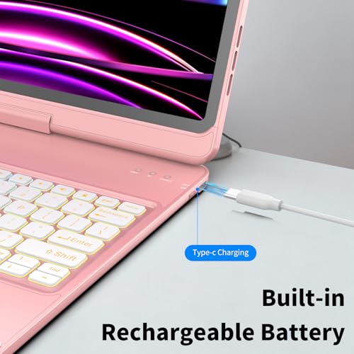 HOTLIFE 360° Rotatable Case for iPad Air 13 inch & iPad Pro 12.9 inch (Multiple Models) | Bluetooth Backlit Keyboard, Multi-Touch Trackpad