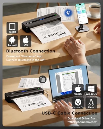 Phomemo 8.5" x 11" M832 300DPI Portable Thermal Bluetooth Printer