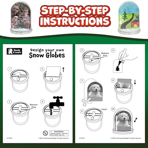 READY 2 LEARN 4-Pack CE10019 Christmas Craft Kit - Customizable Snow Globes