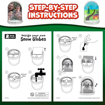 READY 2 LEARN 4-Pack CE10019 Christmas Craft Kit - Customizable Snow Globes