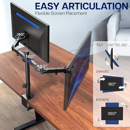 VIVO Dual Monitor Desk Mount STAND-V002 Supports 2 Screens up to 30 Inches and 22 lbs Each