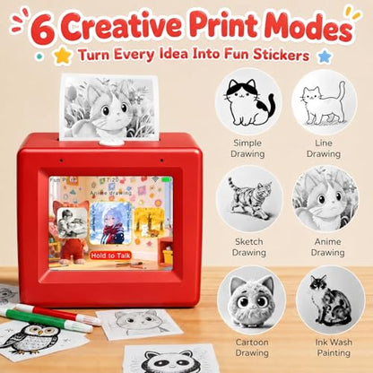 Leapom 2.24" Ai Sticker Printer Ai-sticker-printer-kid 203 DPI Black and White Thermal Printer