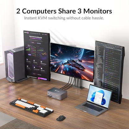 AV Access 8K KVM Switch 3 Monitors 1 Desktop & 1 Laptop iDock B23 8K 30Hz HDMI 2.0 2-way