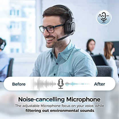 COSMUSIS BH654A Over Ear Bluetooth Headphones Black Wireless Passive Noise Cancellation 50 Hours Battery Life