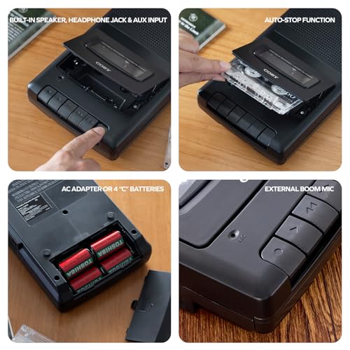Coby 5.83" x 10.2" x 1.97" CVR-22 Cassette Recorder with Built-In Microphone