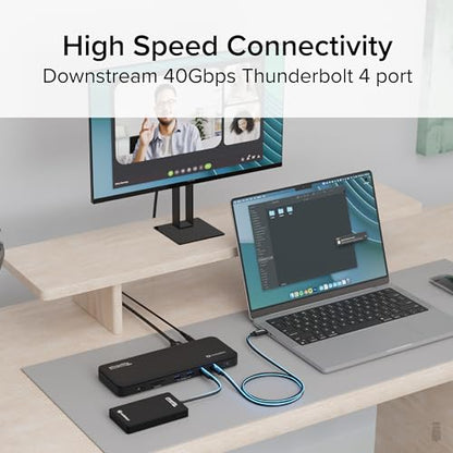 Plugable 13-Port Thunderbolt 4 Dock TBT4-UD5 Dual 4K 60Hz HDMI 100W