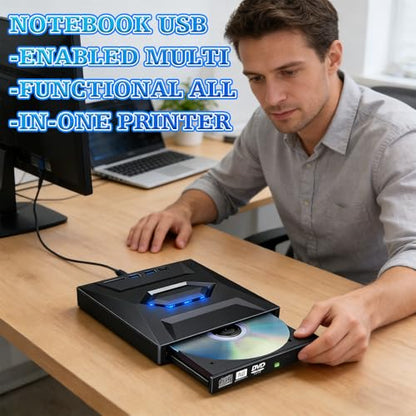 Linyuant External Blu-ray Drive BD/DVD/CD Optical Writer USB-A/USB-C