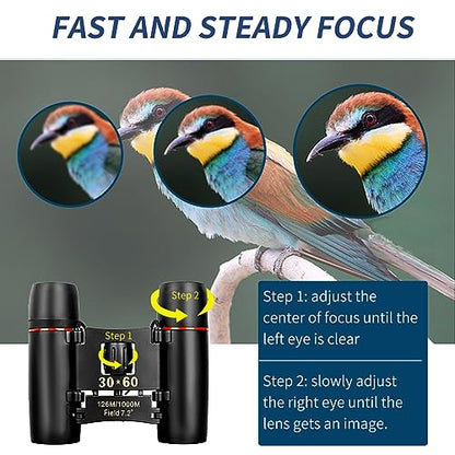 QICBIUD Compact Binoculars Model 01 12x Magnification 21mm Objective Lens Roof Prism Portable