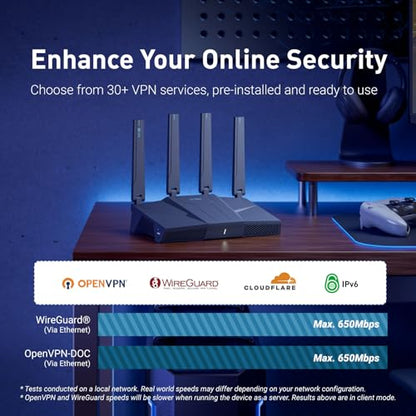 GL.iNet 1 Count GL-BE6500 WiFi 7 Router with 5 Ports 12.5 Gbps Data Rate Dual-Band Ethernet