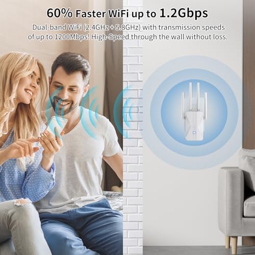ROQRL 2026 WiFi Extender AC1200Mbps Dual-Band 5.8GHz/2.4GHz