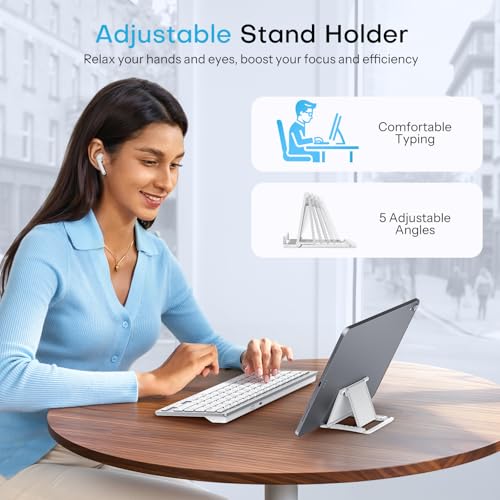 OMOTON Compact Wireless Bluetooth Keyboard with Adjustable Stand for iPad