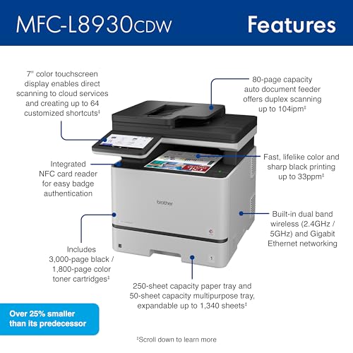 Brother MFC-L8930CDW Color Laser Printer 2400 x 600 dpi