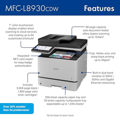 Brother MFC-L8930CDW Color Laser Printer 2400 x 600 dpi