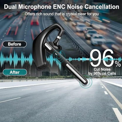 OPINAY A6S Black+Silver Bluetooth Headset Wireless Ear Hook CVC Noise Cancelling